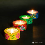 Reusable Candle Holders (Pack of 4) - Handpainted Wood